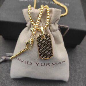 David Yurman yellow gold full diamond black diamond brand necklace